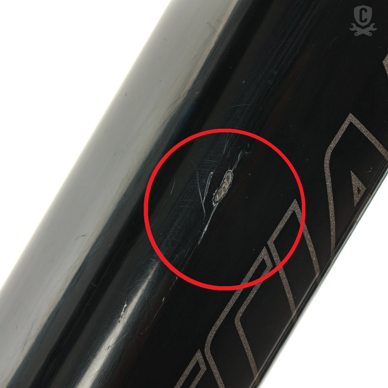 Reprofiled surface of steerer tube after repair